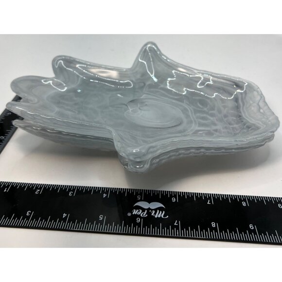 2 Gray and White Glass Swirl Stacking Dishes - Picture 2 of 8